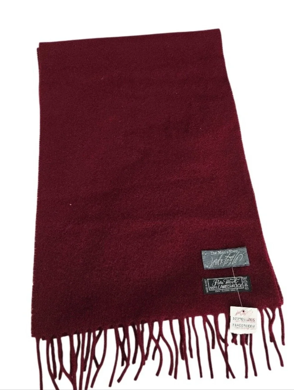 NWT Men's Shop LampsWool Scarf in Deep Burgundy Pure Wool